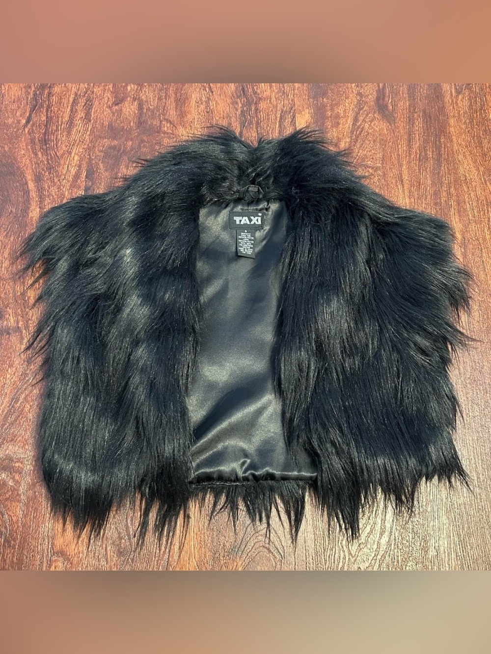 TAXI Black Faux Fur Cropped Vest